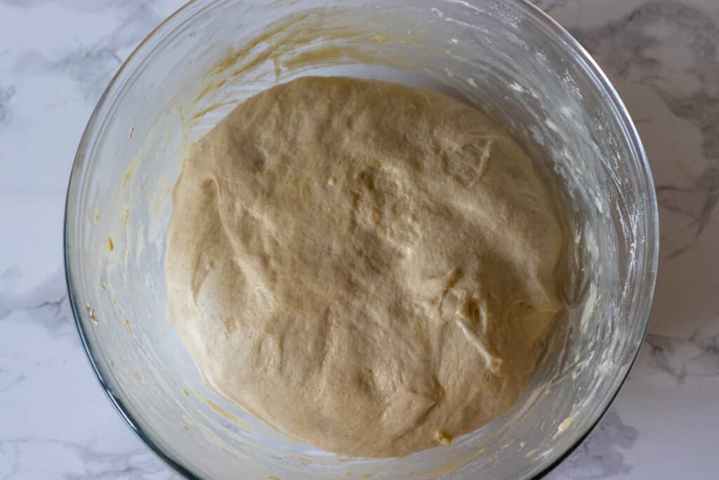 The dough has rested for 15 minutes and is ready to shape.