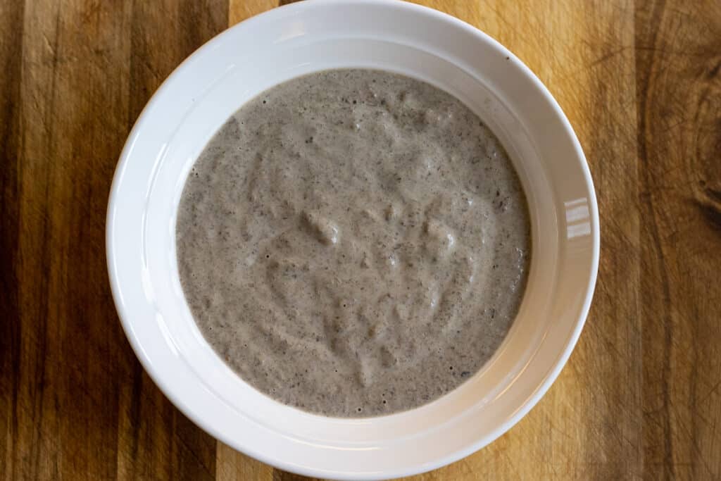 The finished wild mushroom purée.