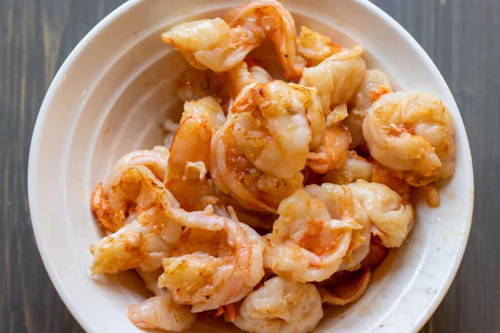 prawns sautéed with butter in a bowl