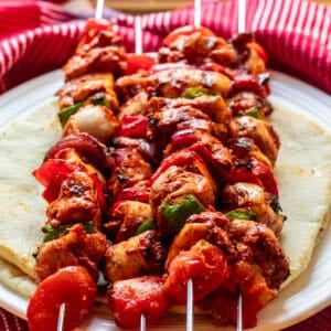 shish tarok Turkish chicken kebab cooked on BBQ
