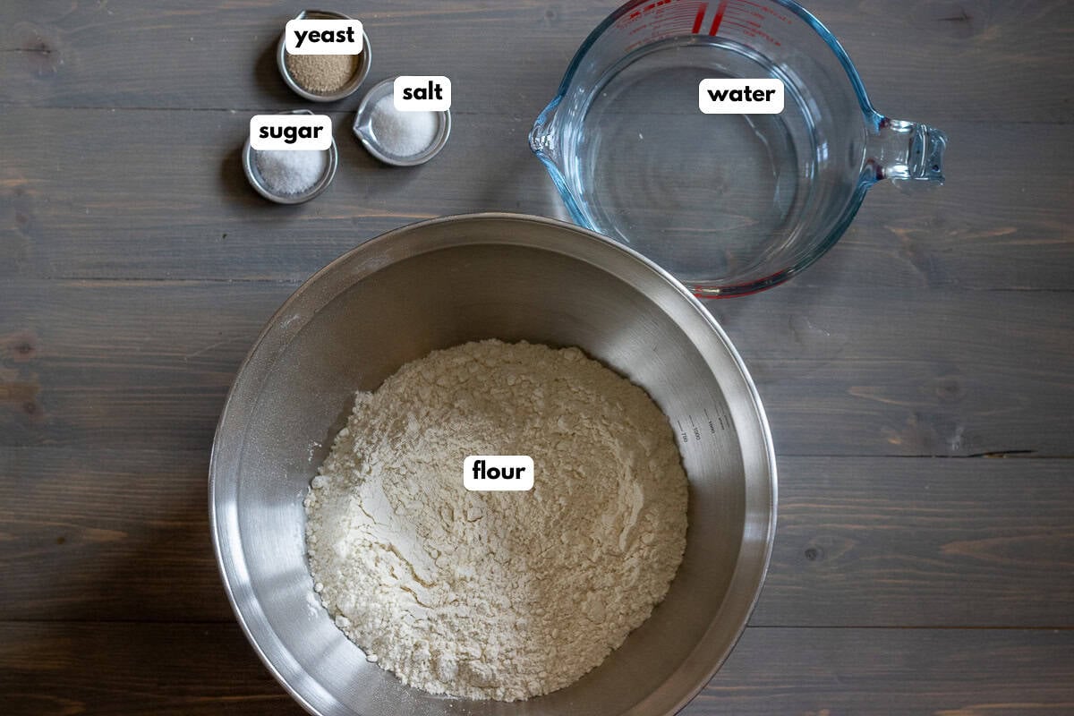 Labelled ingredients for the recipe.