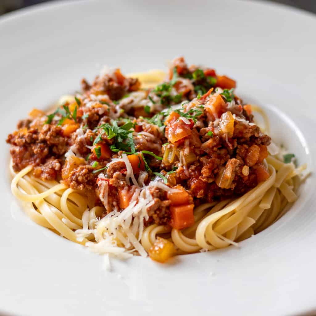 Lamb Bolognese With Linguine Cooking