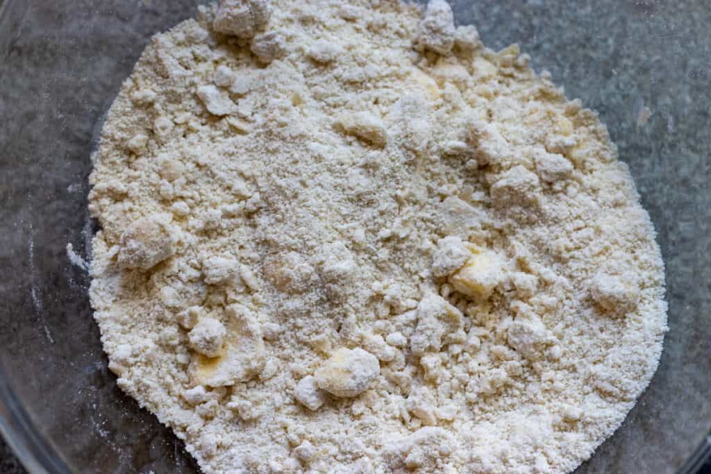 Butter rubbed into flour until it looks like fine breadcrumbs.