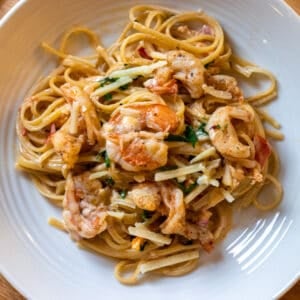 garlic prawns with pasta