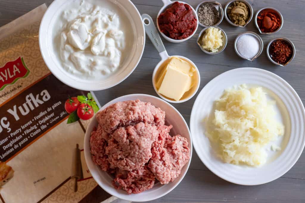 Ingredients for beyti kebab