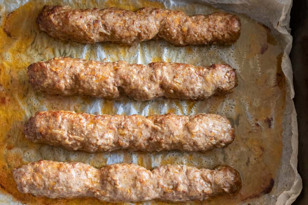Shaped koftas are cooked for 12 minutes.