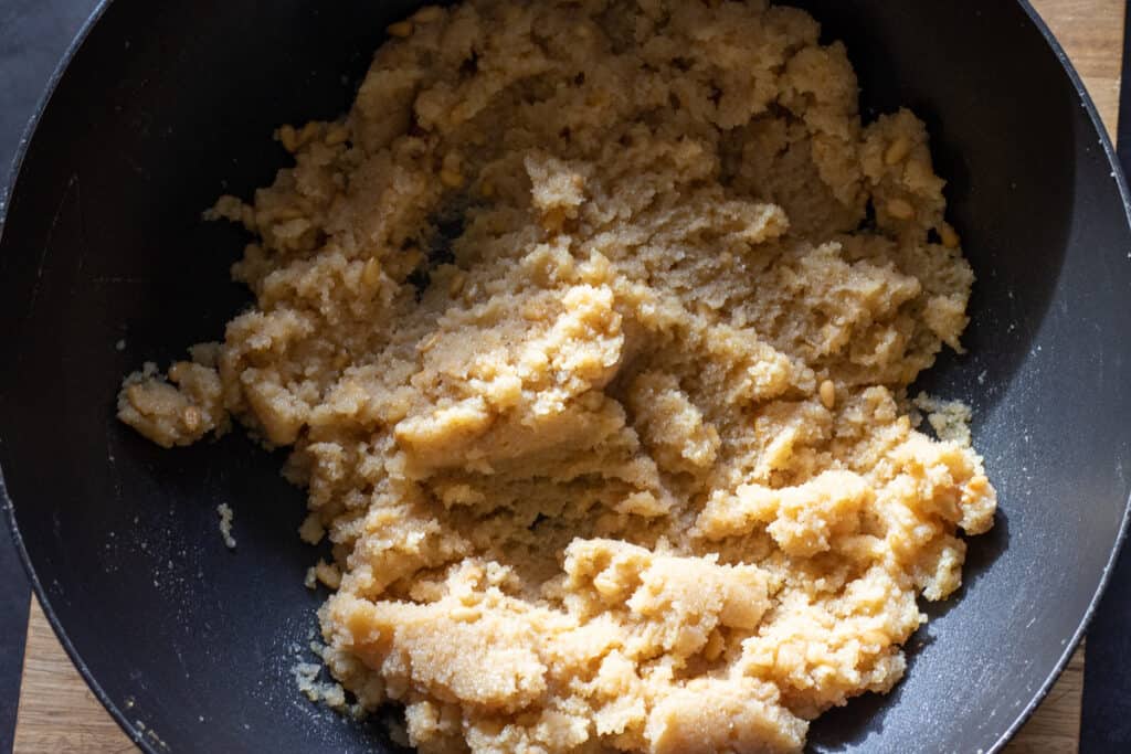 Helva resting before shaping into quenelles.