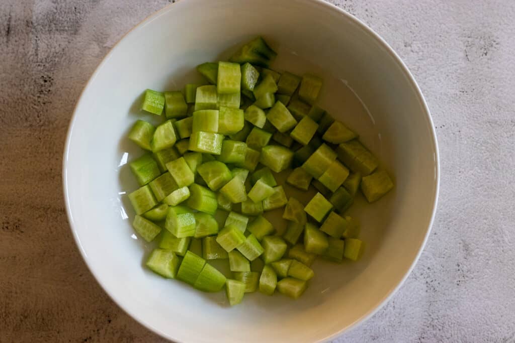 dice the cucumbers and place in a bowl