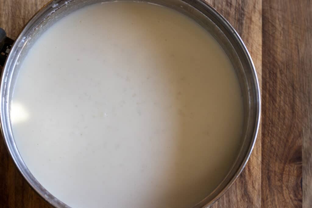 The yogurt mixture added to the boiled rice.