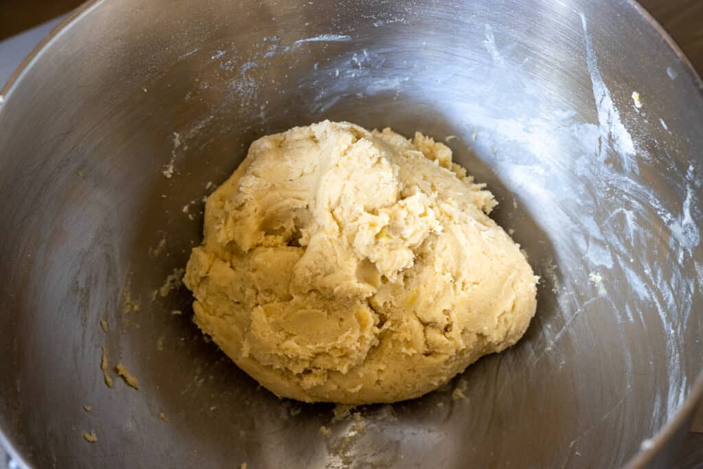 The pate sucree dough brought together into a soft ball.