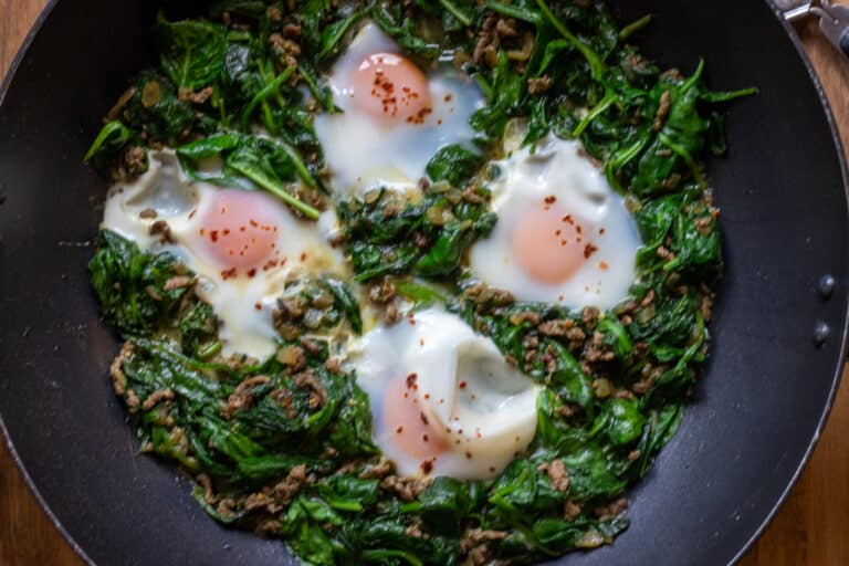 Spinach With Eggs - Cooking Gorgeous