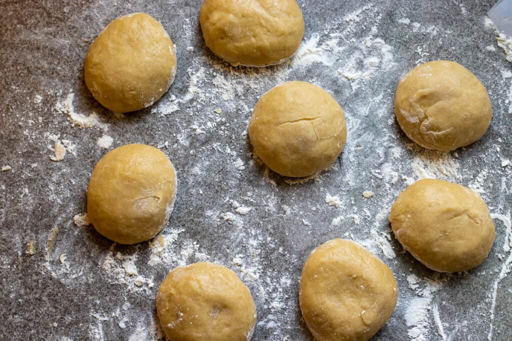 Medovik dough is divided into 8 balls.