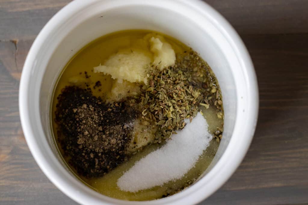 The spice mixture for rubbing the lamb shoulder.