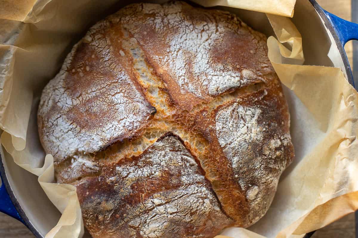 The loaf baked until deep golden brown.