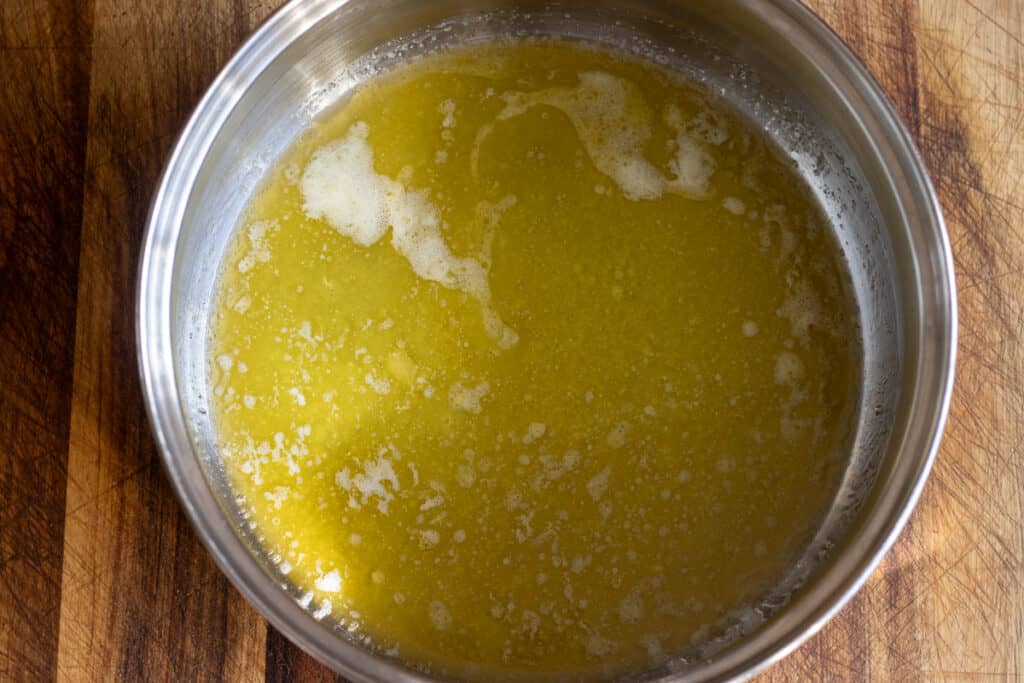 Butter melted in a pan for the béchamel sauce.