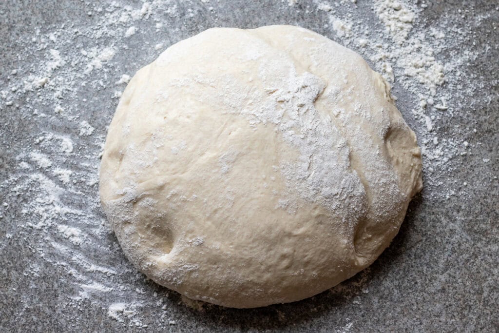 Barbari dough doubled in size after the first rise.