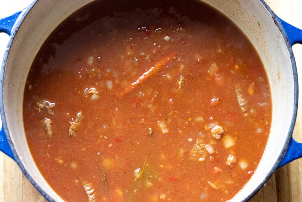 Liquid is added to the pot.