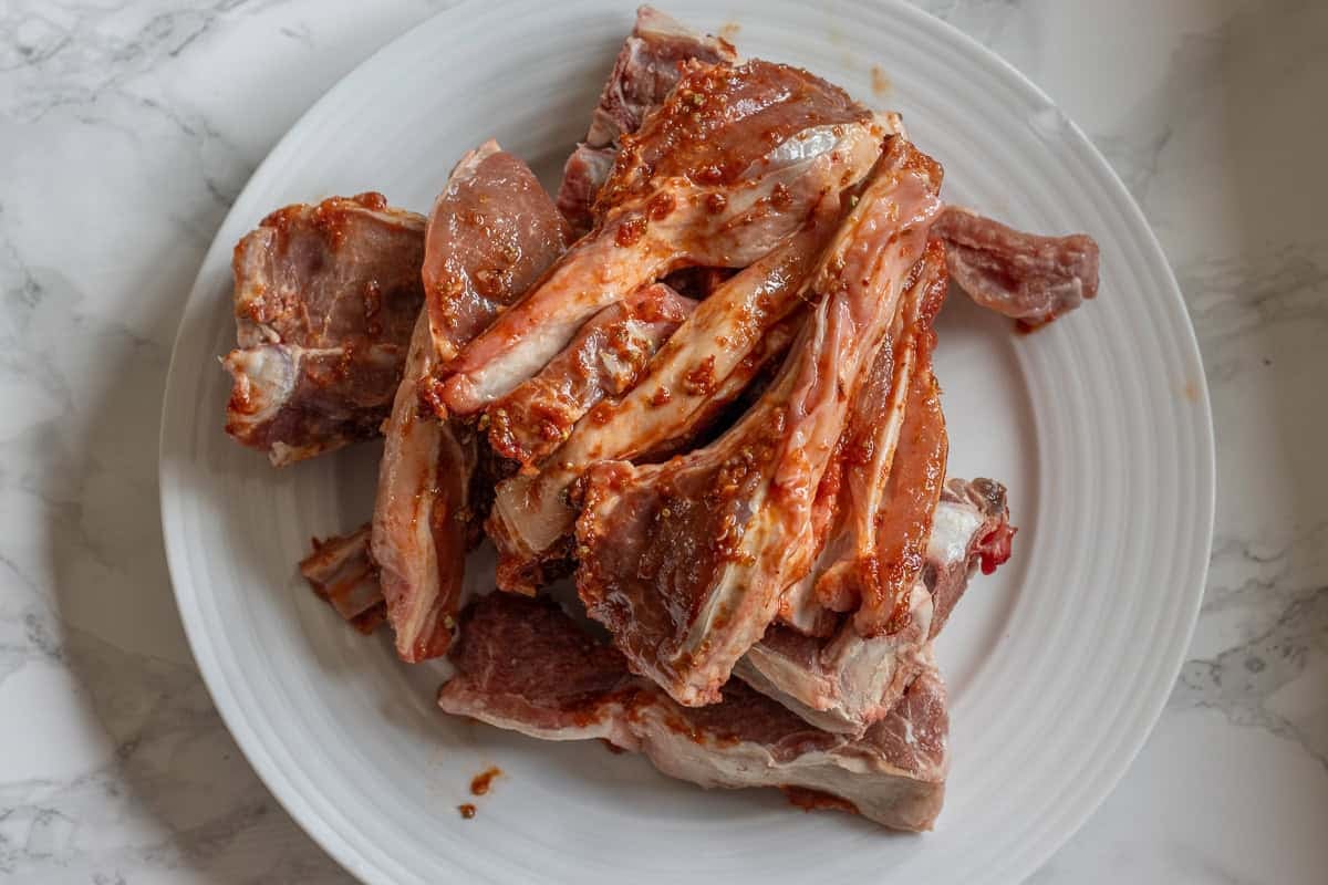 marinated lamb chops on a plate