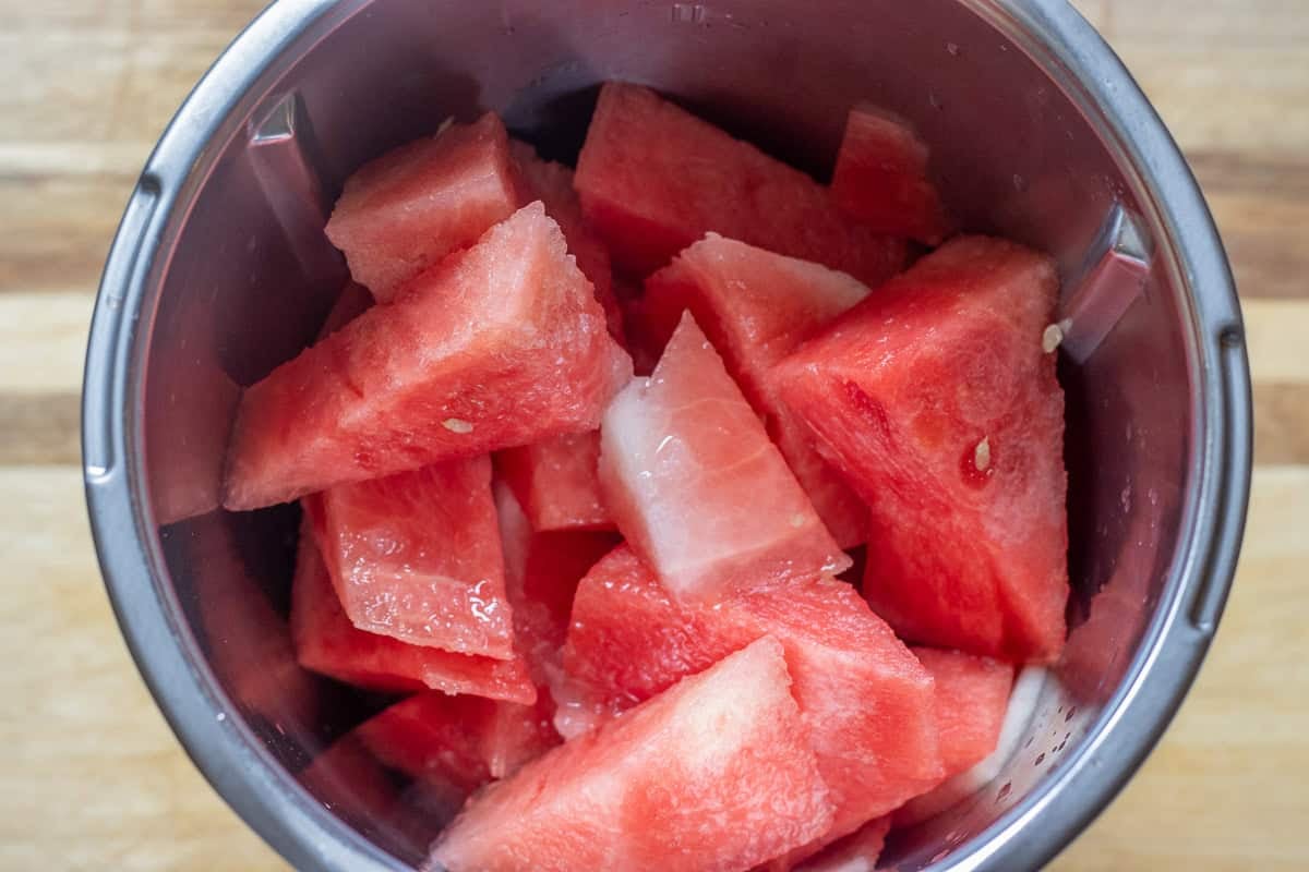 watermelon pieces in a blender
