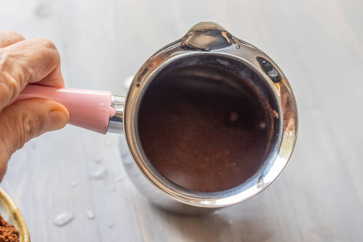 coffee grounds, sugar, and water mixed until smooth