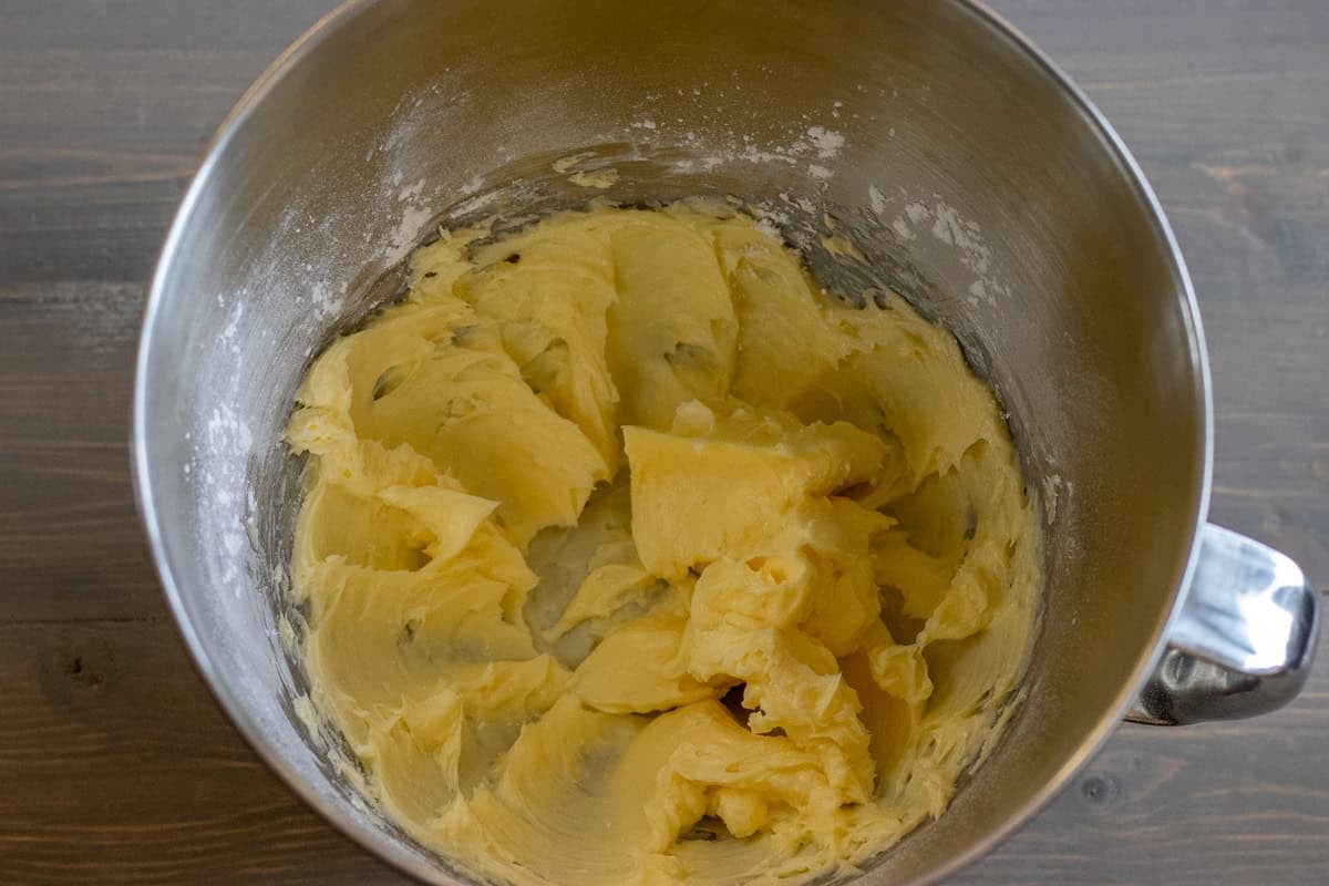 softened butter and icing sugar mixed until creamy