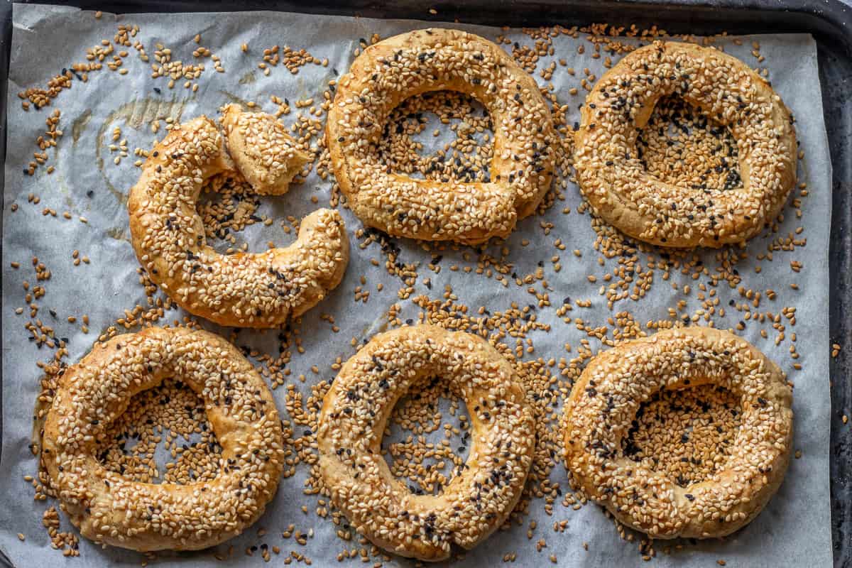 freshly baked turkish sesame cookies