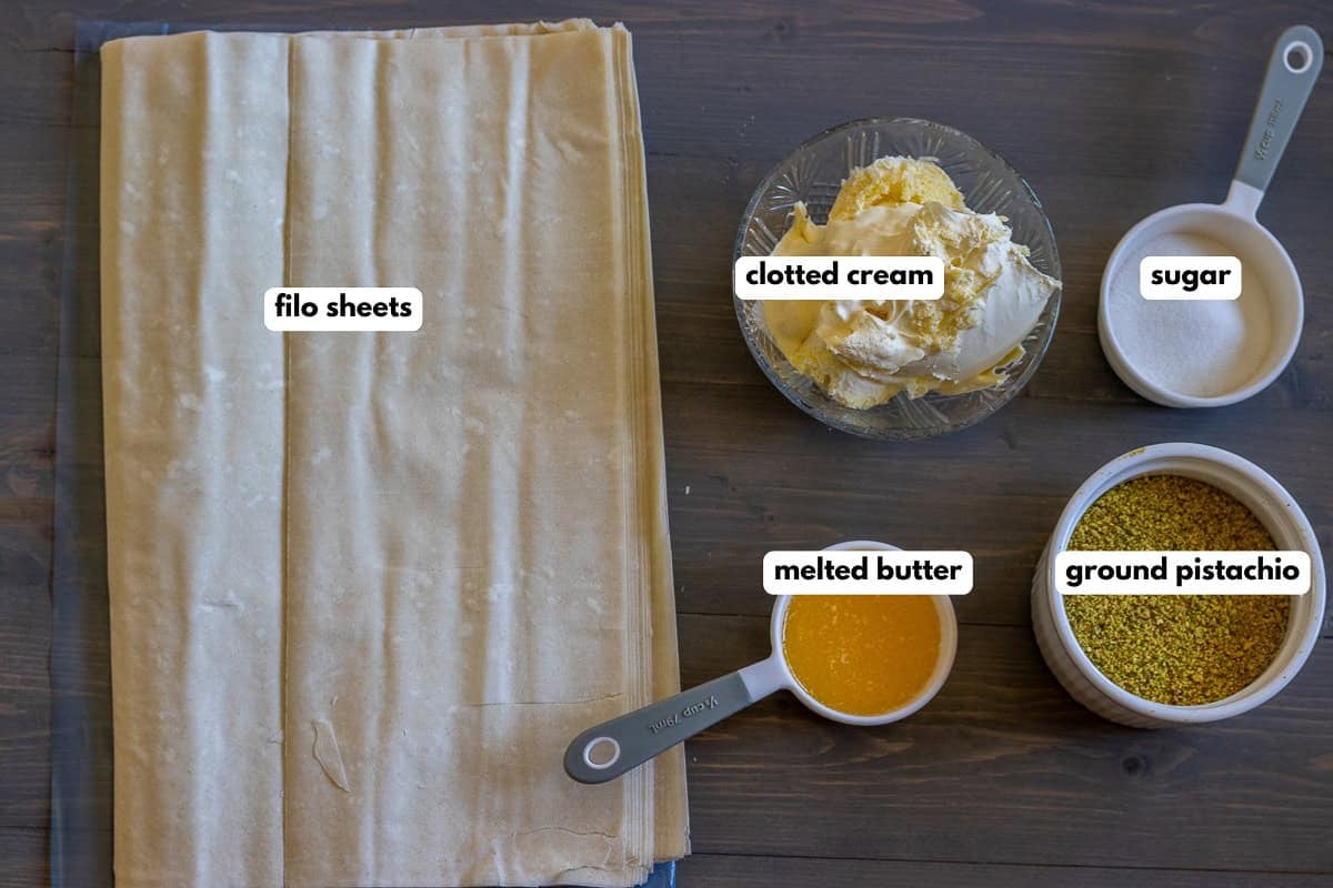 Labeled ingredients for the recipe.