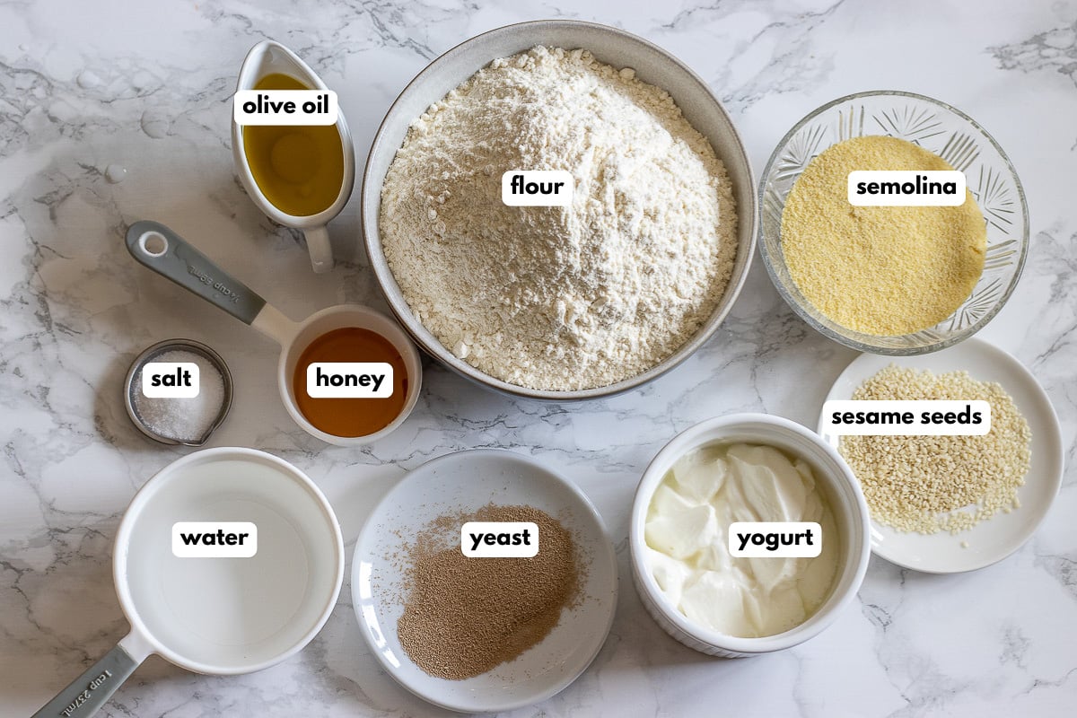 Labelled ingredients for the recipe.
