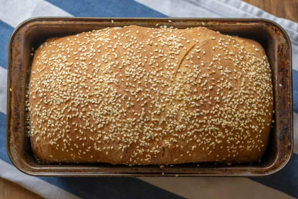 Greek bread baked until golden and crispy.