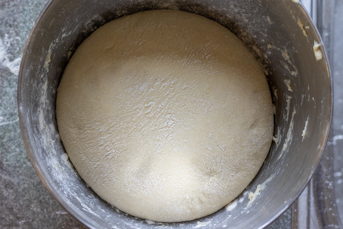 The bread dough has doubled in size.