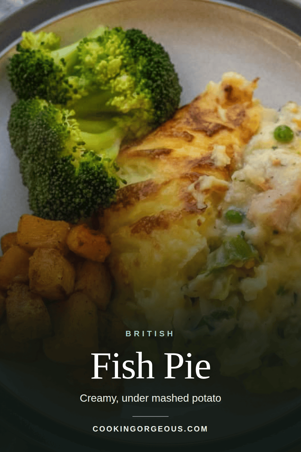 Fish pie with a mashed potato topping.