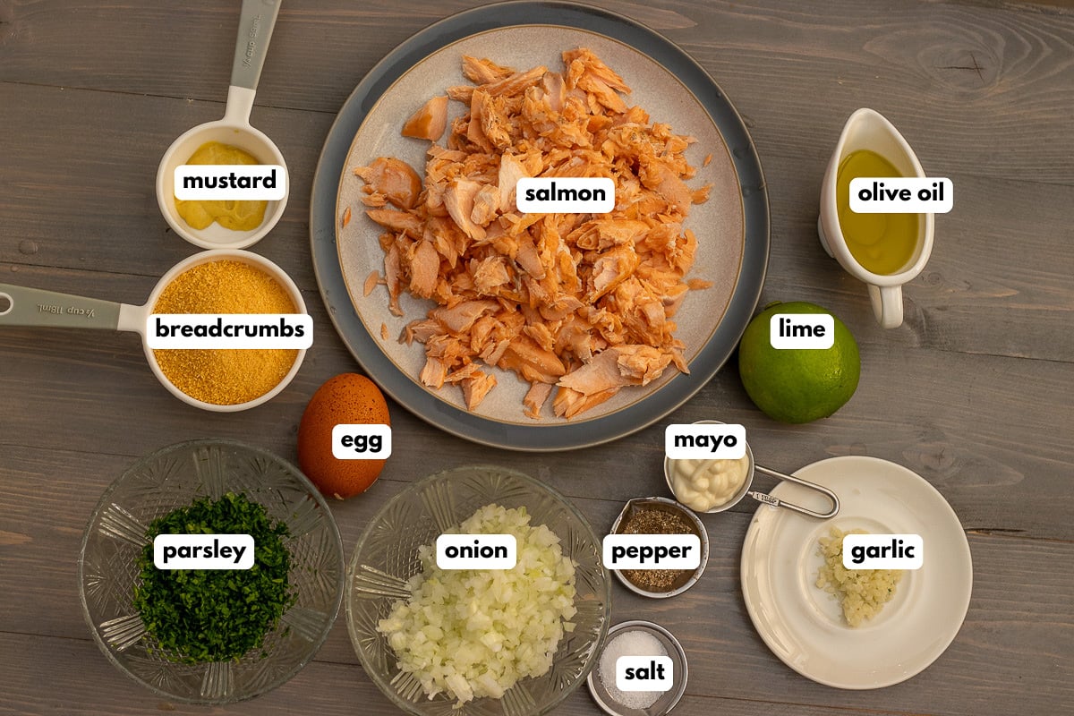 Labeled ingredients for the recipe.