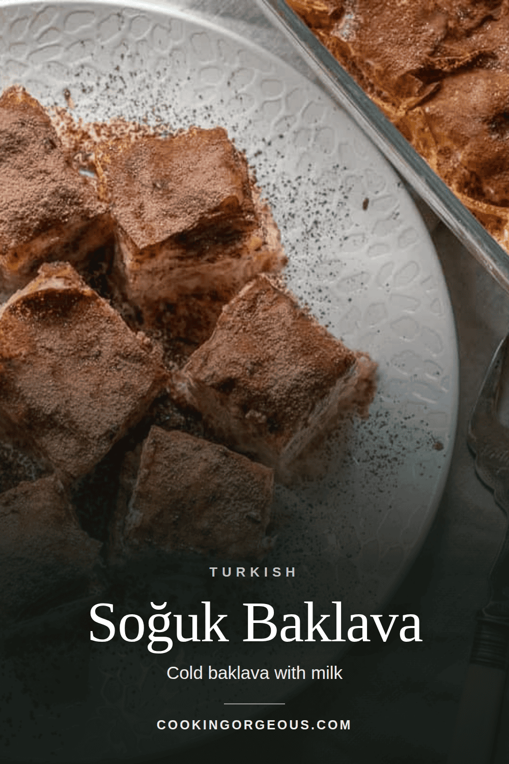 Soğuk baklava, cold baklava served with milk.