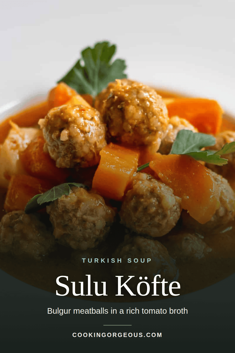 Sulu köfte, Turkish meatball soup with potato and carrot.