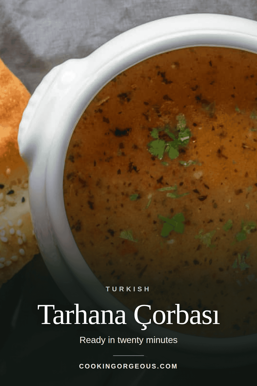 Turkish tarhana soup served hot in a bowl.