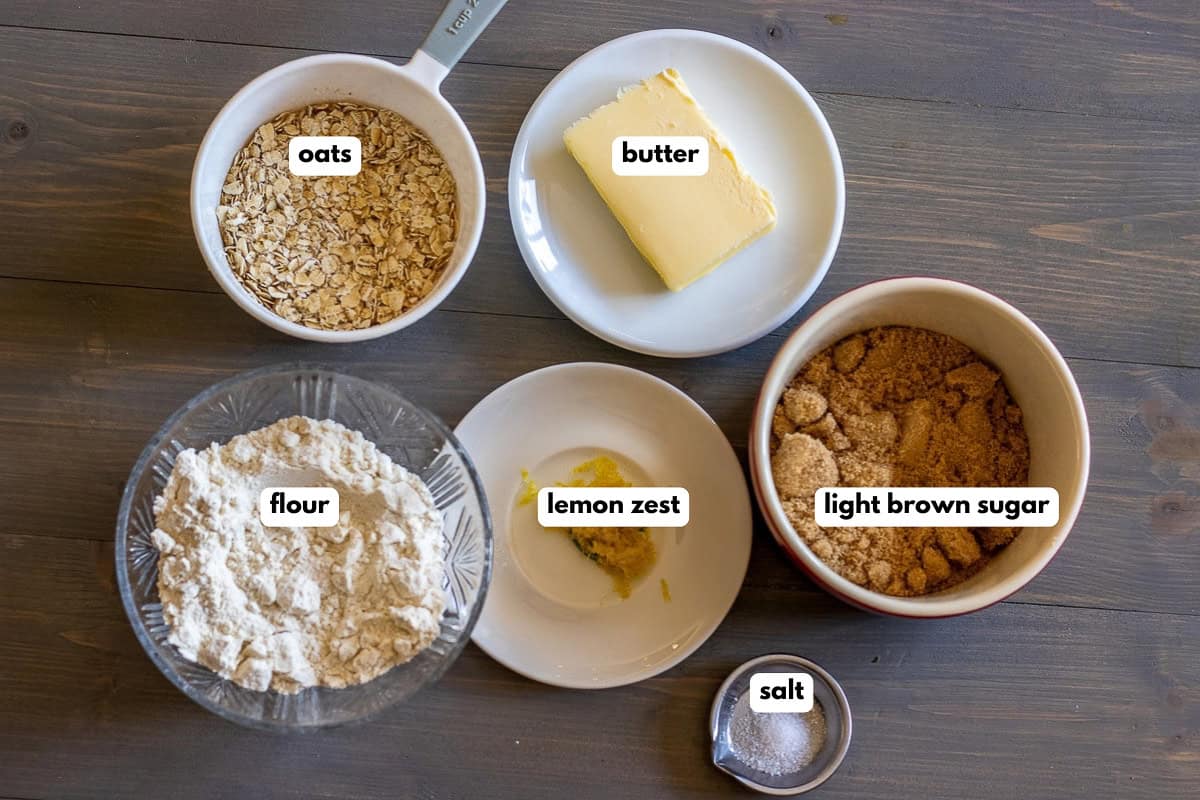 Labeled ingredients for the recipe.